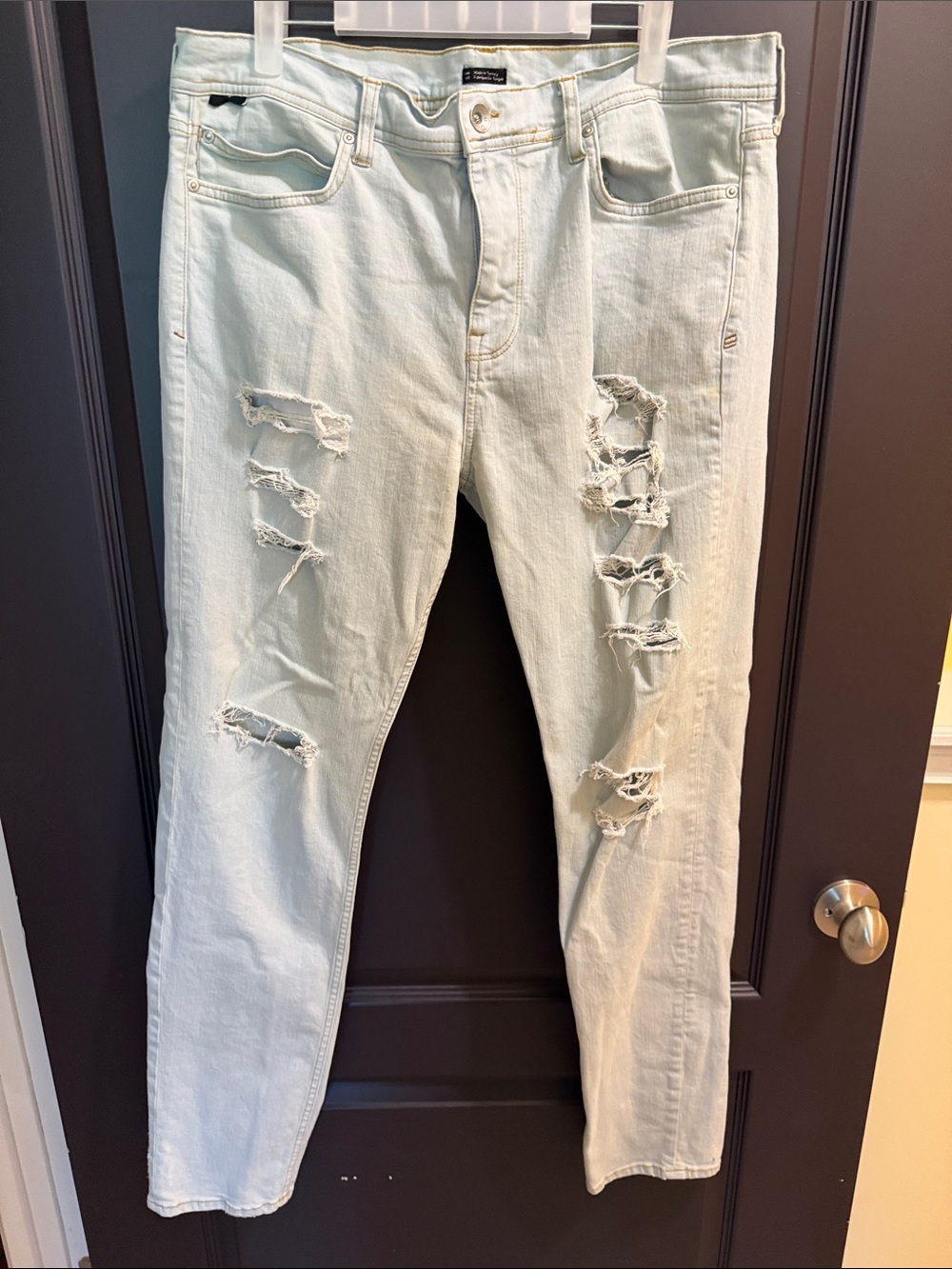 BDG Men's Light Blue Distressed Skinny Jeans